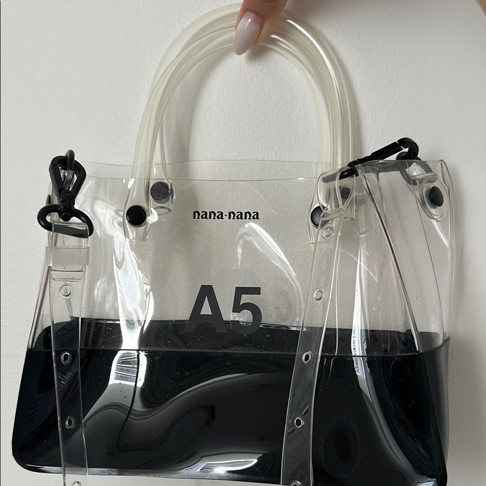 White and Black Mini Bag with Transparent Design